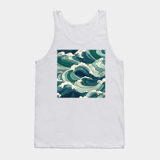 Ephemeral Crests: Hokusai Waves Reimagined Tank Top